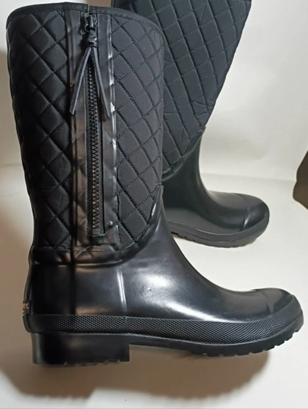 Sperry Top Sider Women’s Quilted Black Rain Boots Size 9 EUC
